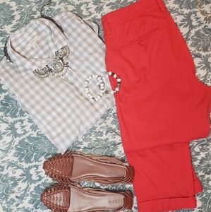 Red J.Crew Cropped Chinos Size 4